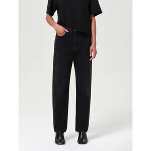 NWT Agolde 90's Jean Mid Rise Loose Straight Fit Denim in Tar Black Women's 25